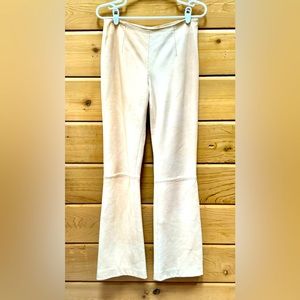 IN SUEDE Buttery soft vintage leather pants in cream.  Lined + braided belt
